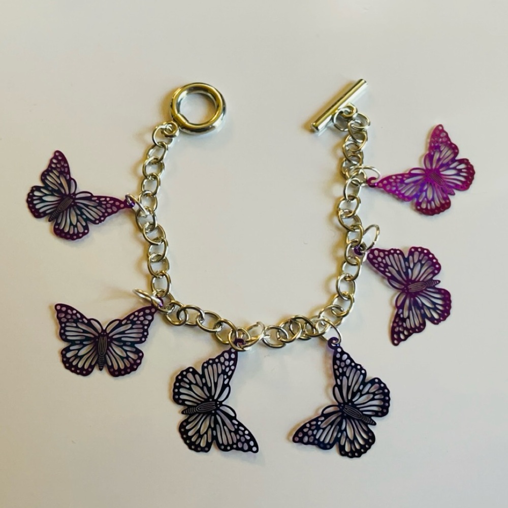 Holographic Butterfly Charm Bracelet